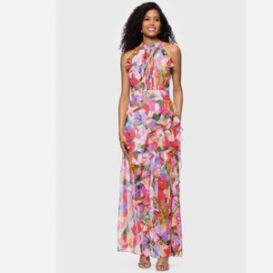 Betsy & Adam Joseline Ruffled Gown Maxi Long Formal Dress Nwt 10